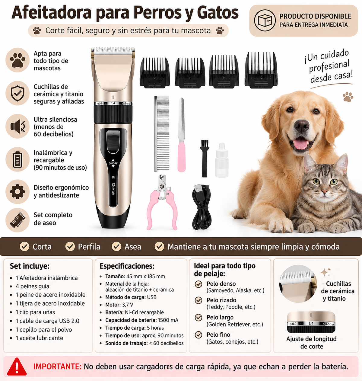 🐾 Afeitadora Inalámbrica para Perros y Gatos