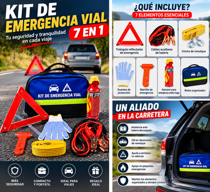 🚨 Kit de Emergencia Vial 7 en 1 – Seguridad y Preparación para tu Vehículo