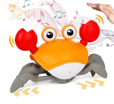 🦀 Cangrejo Interactivo para Gatear con Luz, Música y Sensor de Obstáculos – Recargable USB