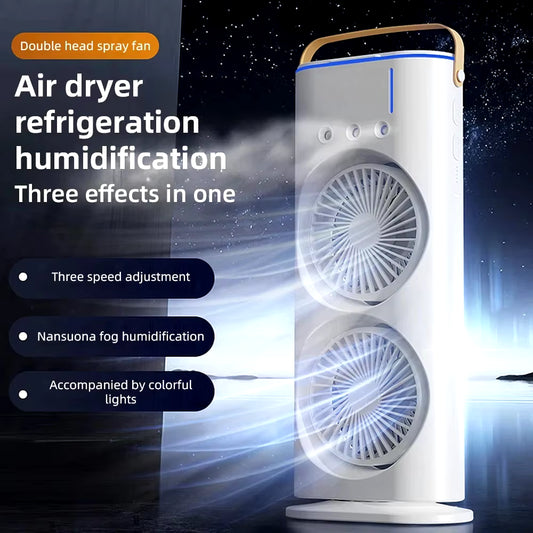 ❄️ Ventilador Humidificador Doble – 3 Velocidades y Control Remoto